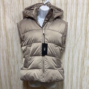 YPB Tan Quilted Vest with Removeable Hood